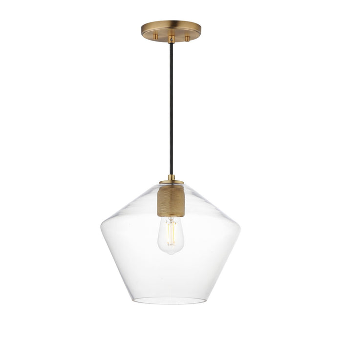 Geode One Light Pendant in Natural Aged Brass