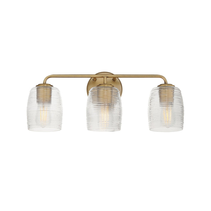 Honey Three Light Bath Vanity in Natural Aged Brass