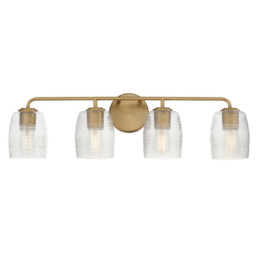 Honey Four Light Bath Vanity in Natural Aged Brass