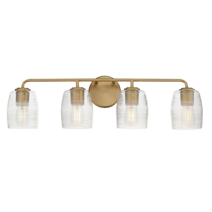 Honey Four Light Bath Vanity in Natural Aged Brass