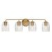Honey Four Light Bath Vanity in Natural Aged Brass