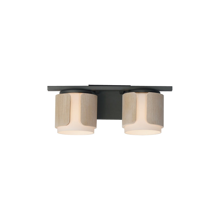 Draughtsman Two Light Bath Vanity in Natural Wood/Charcoal