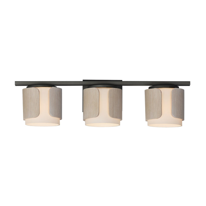Draughtsman Three Light Bath Vanity in Natural Wood/Charcoal