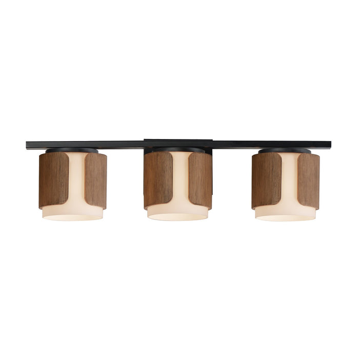 Draughtsman Three Light Bath Vanity in Walnut / Black
