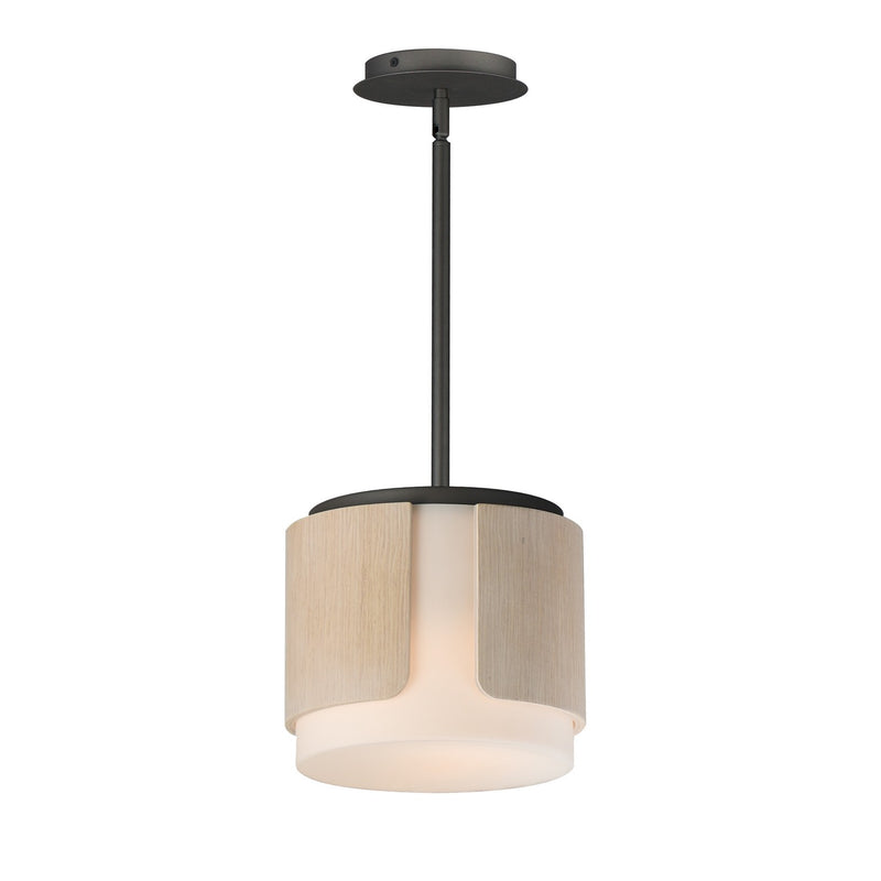 Draughtsman Two Light Semi Flush Mount - Pendant in Natural Wood/Charcoal