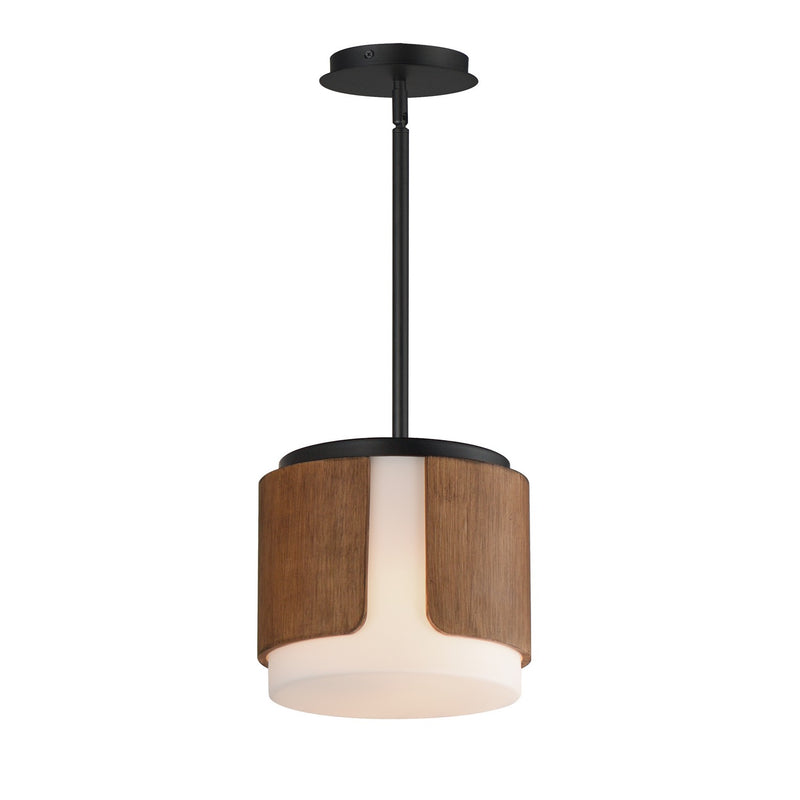 Draughtsman Two Light Semi Flush Mount - Pendant in Walnut / Black