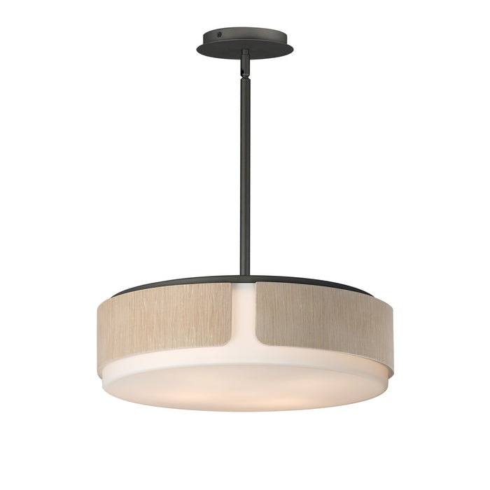 Draughtsman Four Light Semi Flush Mount - Pendant in Natural Wood/Charcoal