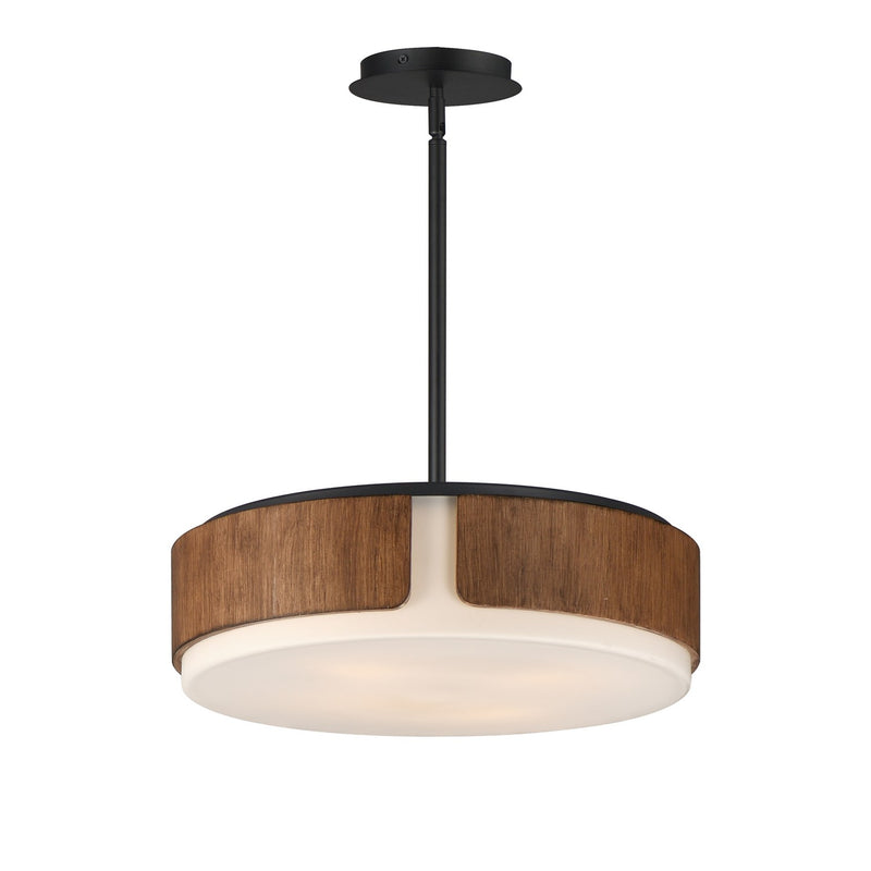 Draughtsman Four Light Semi Flush Mount - Pendant in Walnut / Black