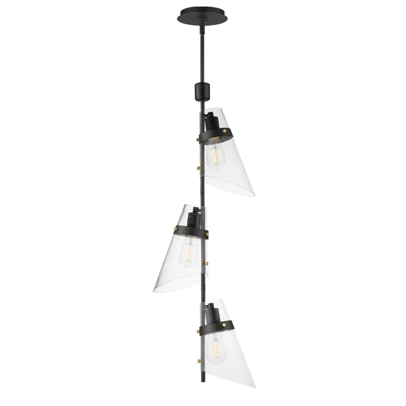 Finch Three Light Pendant in Dark Bronze/Antique Brass