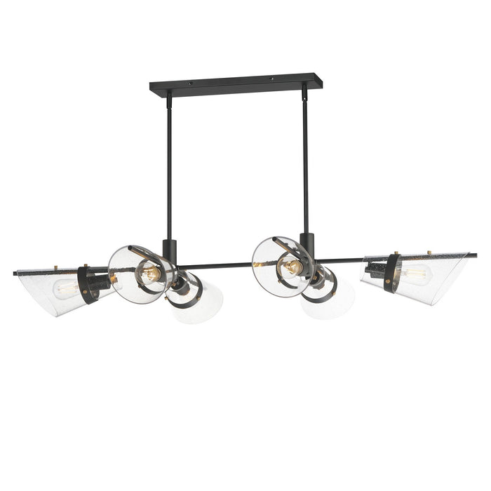 Finch Six Light Linear Pendant in Dark Bronze/Antique Brass