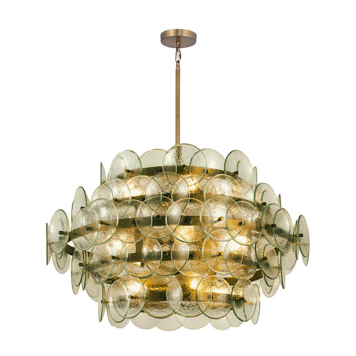 Loren 12 Light Chandelier in Weathered Brass