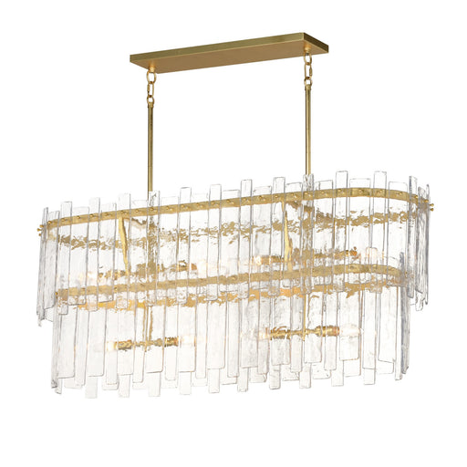 Warren Eight Light Linear Pendant in Gold Leaf