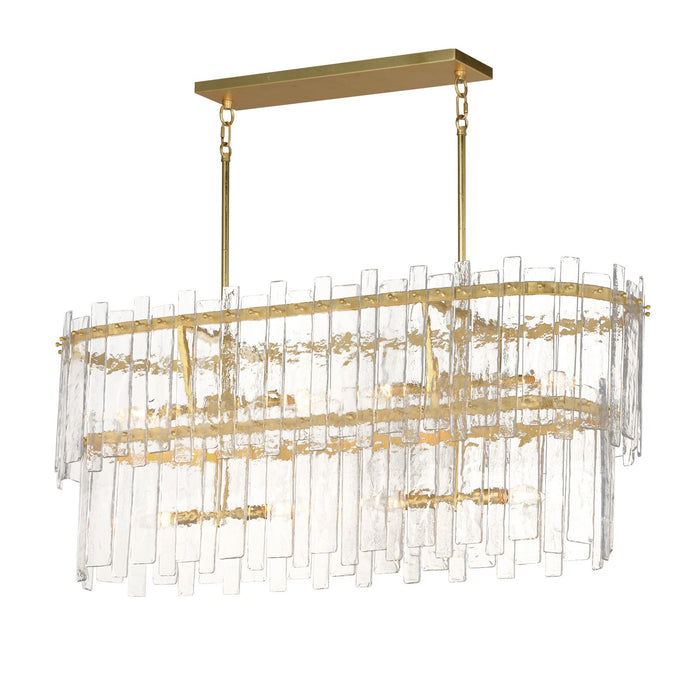 Warren Eight Light Linear Pendant in Gold Leaf