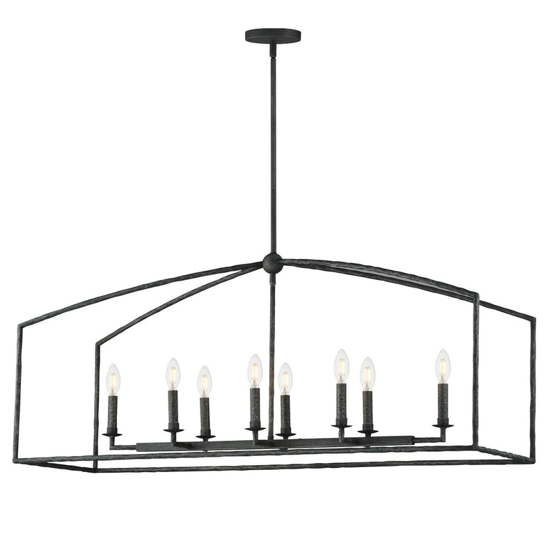 Martel Eight Light Linear Pendant in Blacksmith