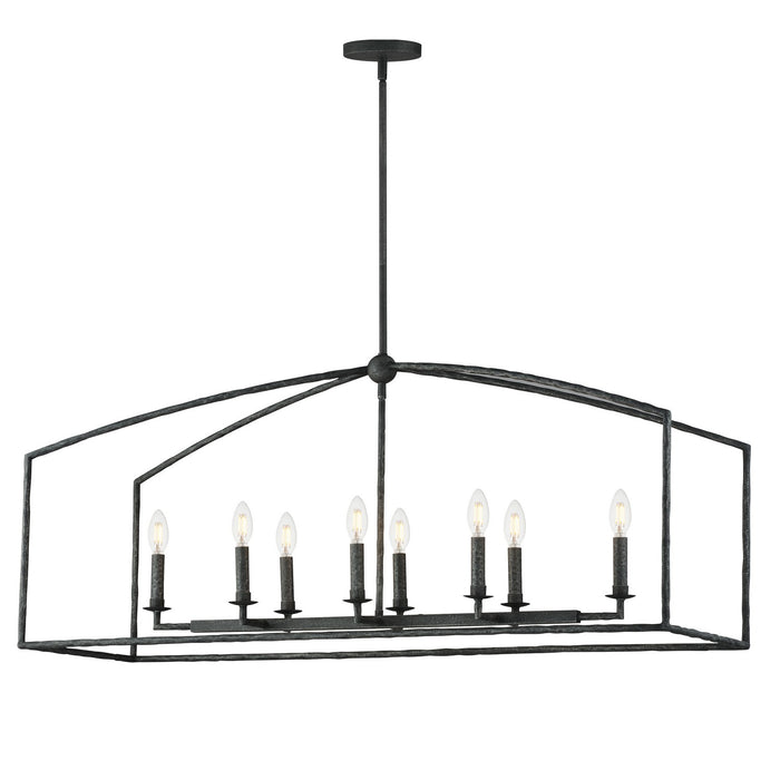 Martel Eight Light Linear Pendant in Blacksmith