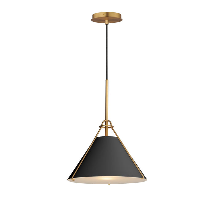 Lucas One Light Pendant in Black / Natural Aged Brass