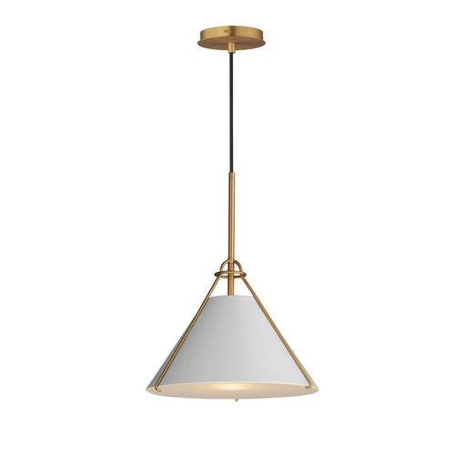 Lucas One Light Pendant in Light French Gray / Natural Aged Brass