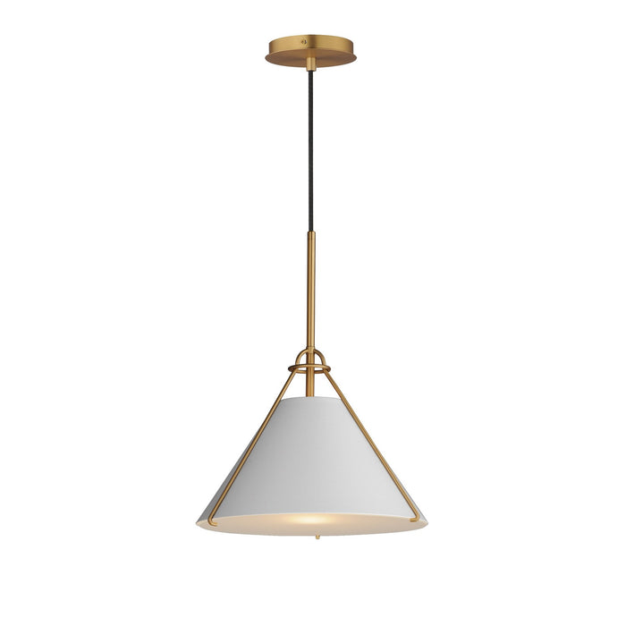 Lucas One Light Pendant in Light French Gray / Natural Aged Brass