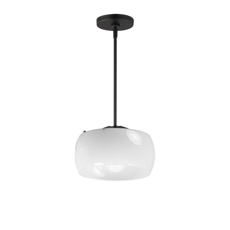 Glazed One Light Pendant in White / Black