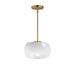 Glazed One Light Pendant in White/Natural Aged Brass