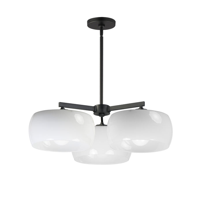 Glazed Three Light Chandelier in White / Black