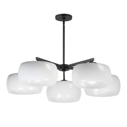 Glazed Five Light Chandelier in White / Black