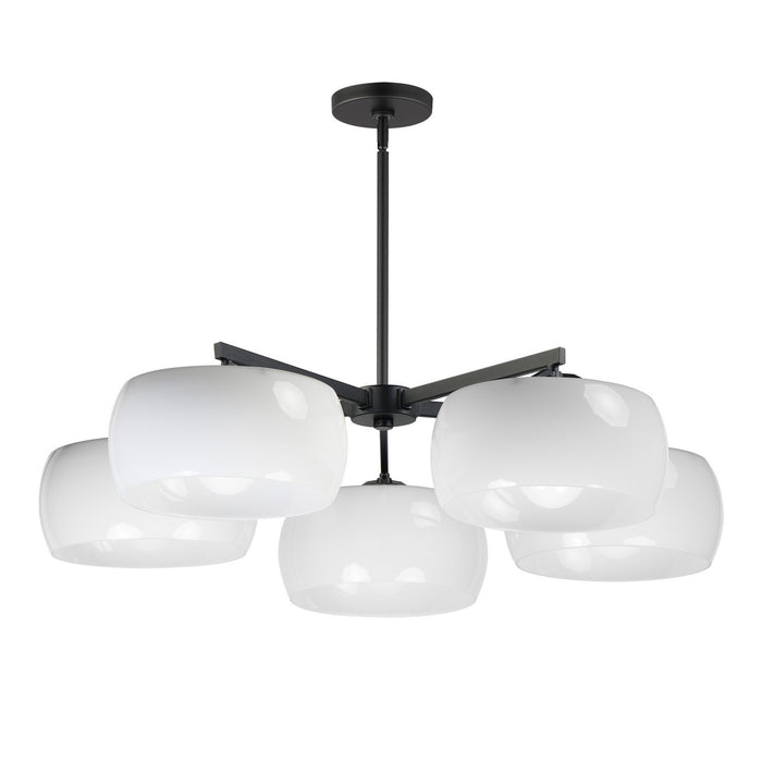 Glazed Five Light Chandelier in White / Black