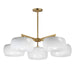 Glazed Five Light Chandelier in White/Natural Aged Brass