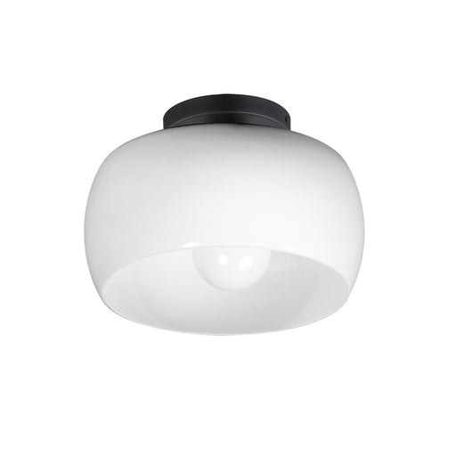 Glazed One Light Flush Mount in White / Black