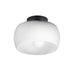 Glazed One Light Flush Mount in White / Black