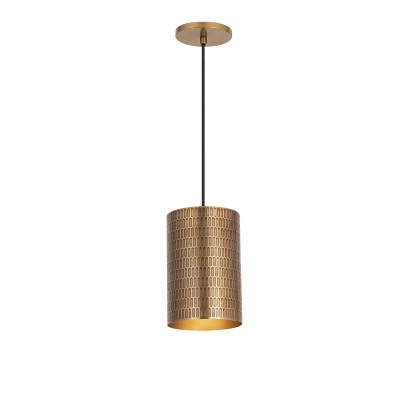 Shaka One Light Mini Pendant in Weathered Brass
