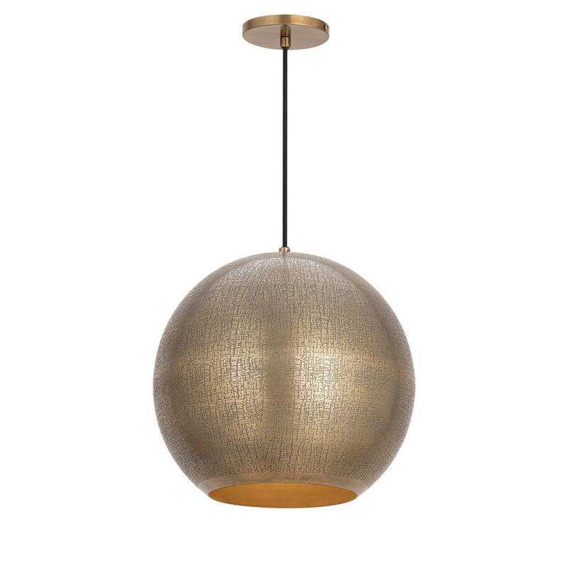 Aurelia One Light Pendant in Weathered Brass