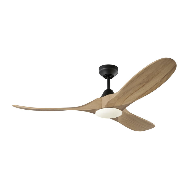 Maverick Smart 52" LED Ceiling Fan in Midnight Black with Natural Honey Blades