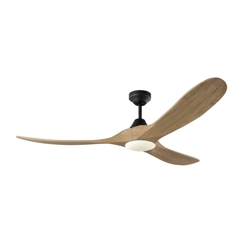 Maverick Smart 60" LED Ceiling Fan in Midnight Black with Natural Honey Blades
