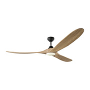 Maverick Smart 70" LED Ceiling Fan in Midnight Black with Natural Honey Blades