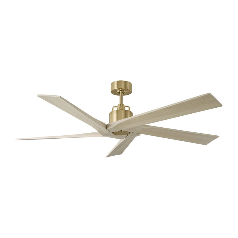 Aspen 56" Ceiling Fan in Burnished Brass with Washed White Oak Blades