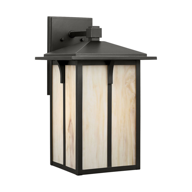 Tomek 18" Champagne Glass Outdoor Wall Lantern in Antique Bronze