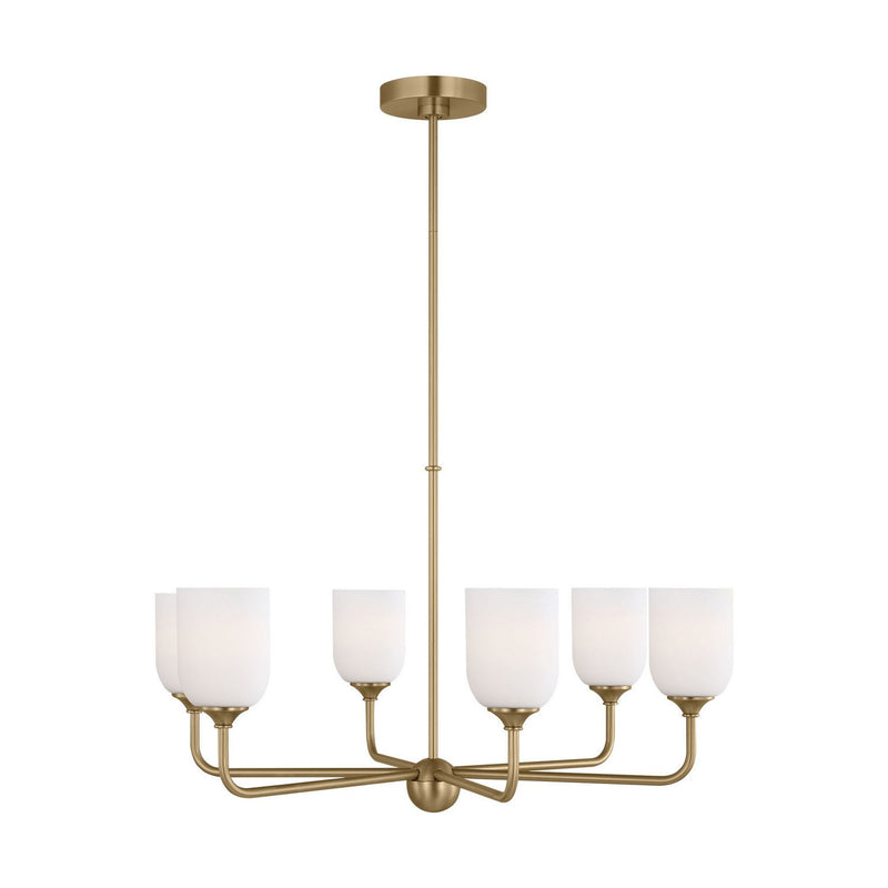 Emile 6-Light Chandelier in Satin Brass