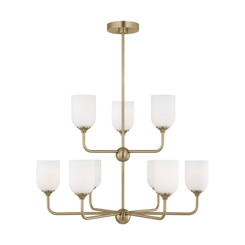 Emile 9-Light Chandelier in Satin Brass