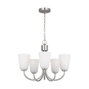 Miles 5-Light Etched Glass Chandelier in Brushed Nickel
