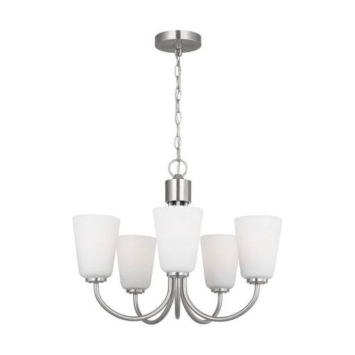 Miles 5-Light Etched Glass Chandelier in Brushed Nickel