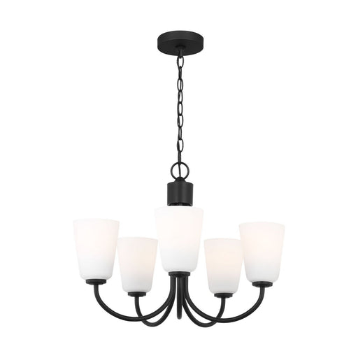 Miles 5-Light Etched Glass Chandelier in Midnight Black
