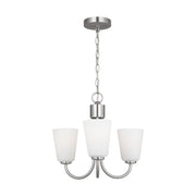 Miles 3-Light Etched Glass Chandelier in Brushed Nickel