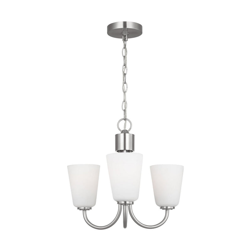 Miles 3-Light Etched Glass Chandelier in Brushed Nickel
