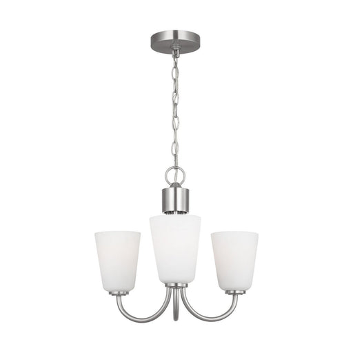 Miles 3-Light Etched Glass Chandelier in Brushed Nickel
