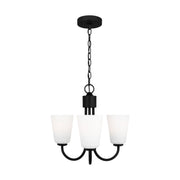 Miles 3-Light Etched Glass Chandelier in Midnight Black