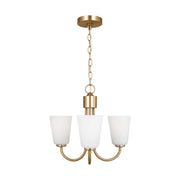 Miles 3-Light Etched Glass Chandelier in Satin Brass