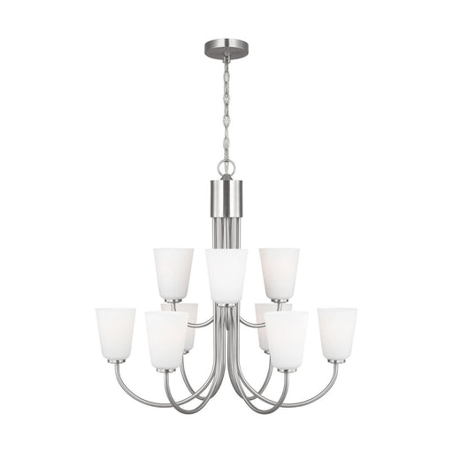 Miles 9-Light Etched Glass Chandelier in Brushed Nickel