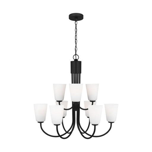 Miles 9-Light Etched Glass Chandelier in Midnight Black