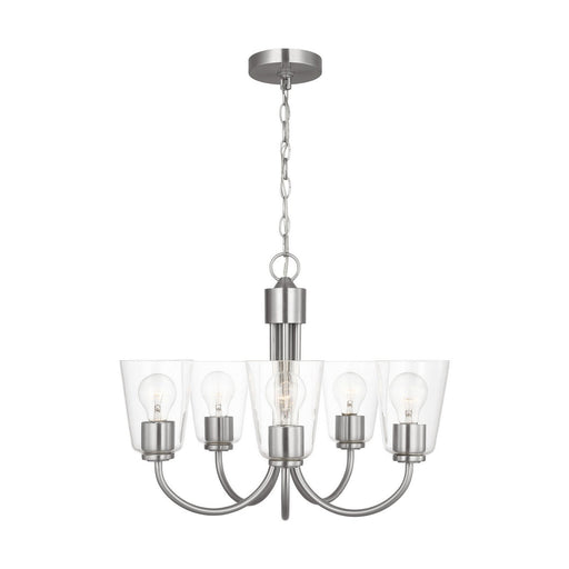 Miles 5-Light Clear Glass Chandelier in Brushed Nickel